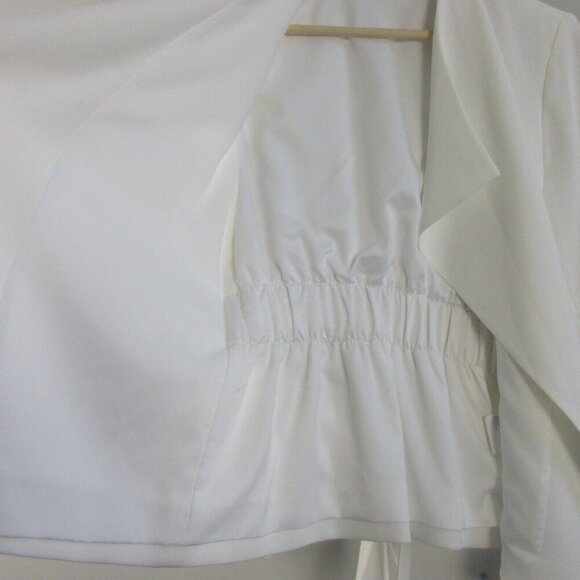 Club Monaco Tie Waist Blazer Women S White Open Front Ribbed Jacket Texture 442 - Picture 6 of 13